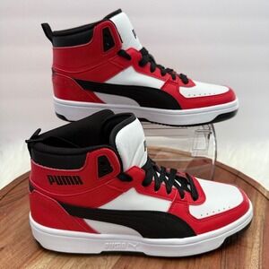 Puma Rebound Game Jr High Top  Size 5.5C US Sneakers Red White Black 374687-44